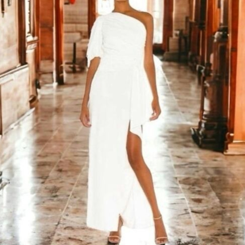 Amanda Uprichard Bexley Maxi Dress One Shoulder Long Evening‎ Gown Sz M - Picture 12 of 14